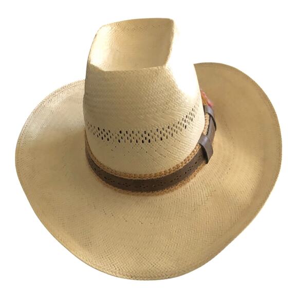 John B. Stetson Roadrunner Bryantcote Western Straw Cowboy Hat Size 7 1/8 - Picture 1 of 13
